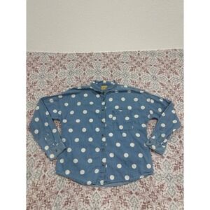 Thereabouts Denim Polka Dot Button Down Shirt Blue White 2XL 20.5 Long Sleeve